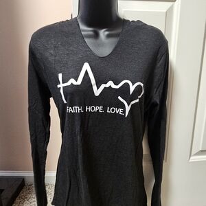 Black V-Neck Sweatshirt with White Graphic